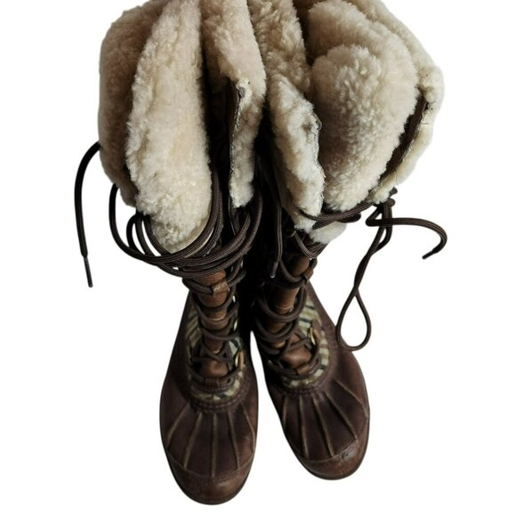 UGG Adirondack Tall Boots 3226‎ Plaid Sheepskin Leather Waterproof Size 6 - Picture 8 of 10